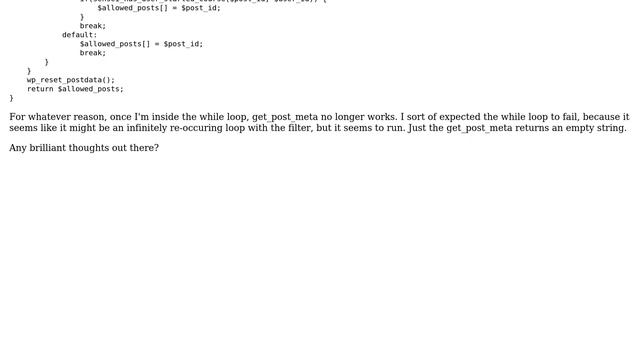 Wordpress: get_post_meta returning empty string when data shows in the database смотреть онлайн