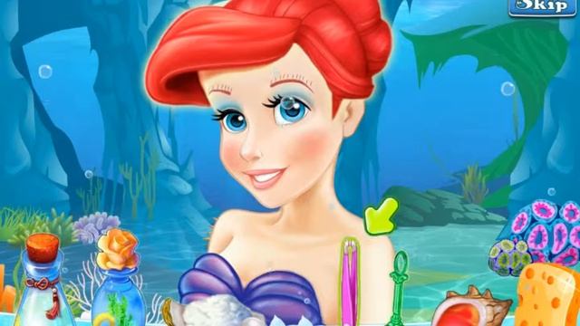 Disney Princess Dress Up Games Ariel The Little Mermaid Underwater Party смотреть онлайн