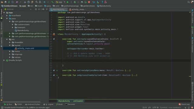 Android Studio Shoes Store App - Golden Shoes: Backdrop animation & Cart Icon (part4) смотреть онлайн