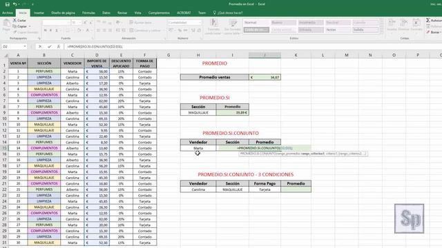Excel - Cómo usar función PROMEDIO, PROMEDIO.SI y PROMEDIO.SI.CONJUNTO. Tutorial en español HD смотреть онлайн