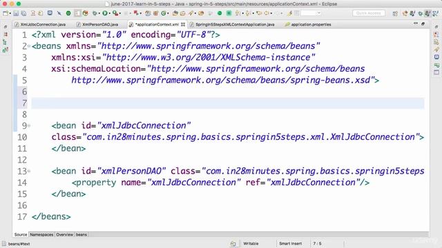 Spring framework Tutorial (046 Step 23 Mixing XML Context with Component) смотреть онлайн
