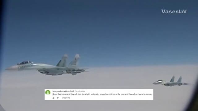Летчик Су-27 "отгоняет" пилота F-15 от самолета Министра обороны России.... смотреть онлайн