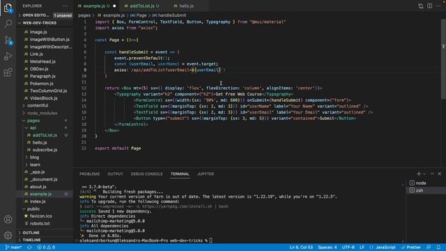 Пишем HTML форму и API для регистрации с React JS и Mailchimp смотреть онлайн