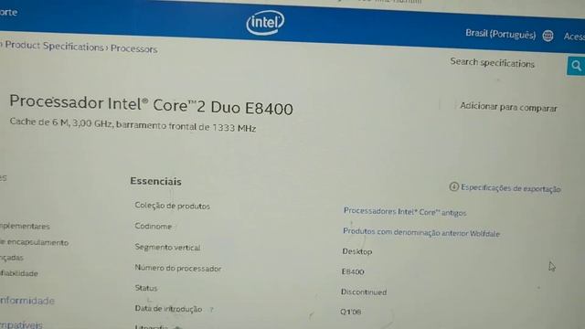 Apresentação Processador Intel Core 2 Duo E8400 3.00hz Lga 775 6Mb Cache Fsb 1333Mhz смотреть онлайн