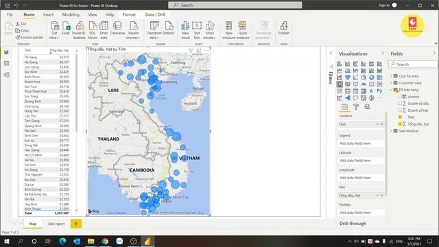 Cách sử dụng bản đồ - Map visualization trong Power BI смотреть онлайн
