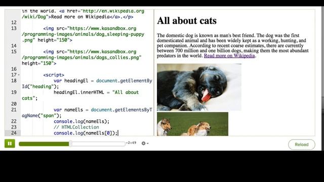 Finding multiple DOM elements by tag or class name | Computer Programming | Khan Academy смотреть онлайн