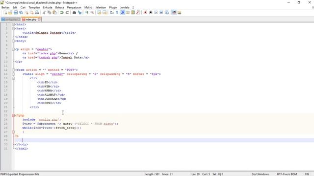 Cara membuat crud menggunakan php mysqli part #2 смотреть онлайн