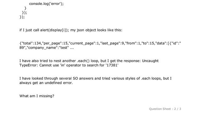 jQuery : using .each to loop through Json Response смотреть онлайн