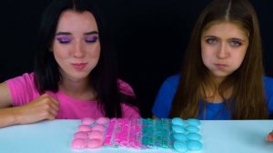 ASMR Candy Race Pink and Blue with Sour and Sweet | Eating Sounds LiLiBu