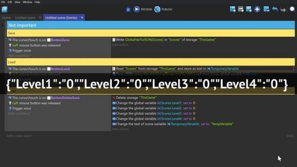 Saving & Loading (Storage) - Advanced Tutorial - GDevelop