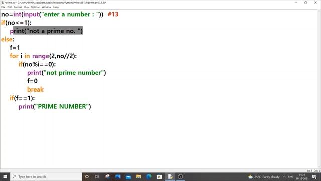 Python program to check whether the given number is prime or not смотреть онлайн