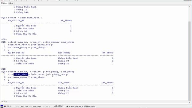ORACLE SQL: Các kiểu OUTER JOIN trong Oracle. смотреть онлайн