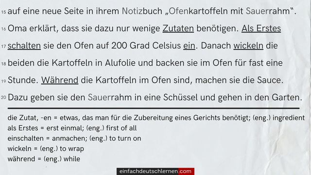 #718 Geschichte zum Lesen & Hören | Thema: Ofenkartoffeln mit Sauerrahm | Deutsch lernen durch Höre смотреть онлайн