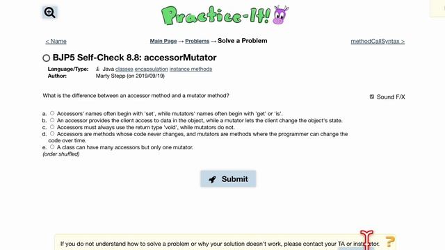 Java Practice It | Self-Check 8.8: accessorMutator | classes, encapsulation, instance methods смотреть онлайн
