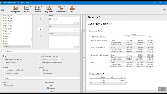 Chi-square Test in JASP смотреть онлайн