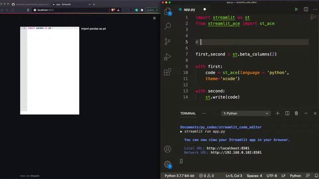 Code Editor Input & Output to your Streamlit App with {streamlit-ace} смотреть онлайн