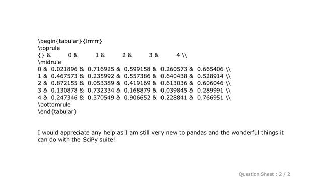 Pandas : Troubleshooting Latex table from pandas dataframe to_latex() смотреть онлайн