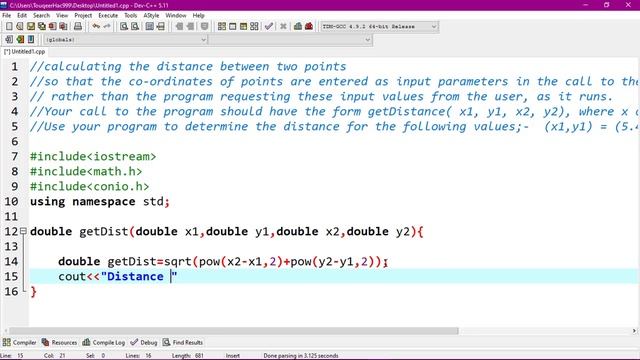 Lecture #59-Program to calculate the distance between two points in c++ using a function(Hindi/Urdu смотреть онлайн