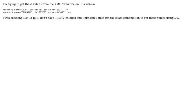 Unix & Linux: How to grep an XML tag and get only the value inside the quotes after it? смотреть онлайн
