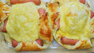 СУПЕР ВКУСНЫЙ И БЫСТРЫЙ ПЕРЕКУС ИЗ СЛОЁНОГО ТЕСТА/СЛОЁНОЕ ТЕСТО С СОСИСКОЙ И СЫРОМ смотреть онлайн