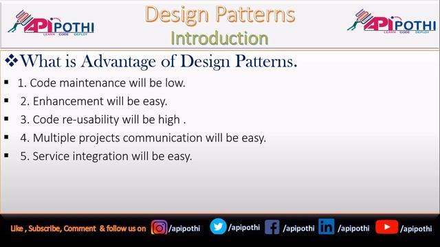 1. Design Patterns : Introduction of Design Patterns || APIPOTHI || Design Patterns смотреть онлайн