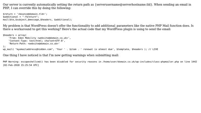 Wordpress: Pass return-path additional parameter in wp_mail смотреть онлайн