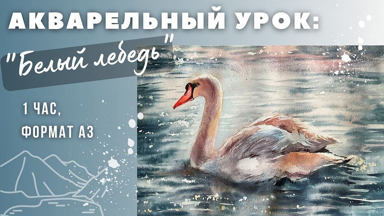Урок пошаговый #акварель #painting #урокрисования #watercolor #illustration #aquarelle #лебедь #art
