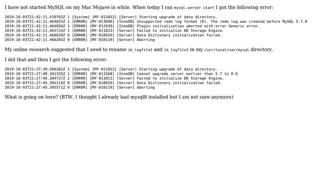 Unsupported redo log format (0). The redo log was created before MySQL 5.7.9 смотреть онлайн