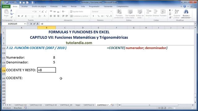 7.12 Función Cociente: Fórmulas y Funciones en Excel смотреть онлайн