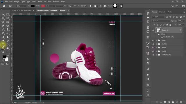 How to Design Shoes Banner for Social Media in Photoshop смотреть онлайн