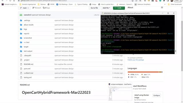 HybridFrmework Jenkins Git GitHub Git Commands APRIL14 2023 смотреть онлайн