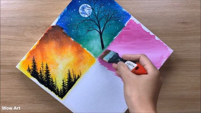 Daily challenge #117 / Set of 4 easy painting for beginners смотреть онлайн