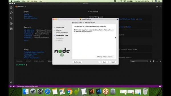 Node js and NPM installation For VS Code
