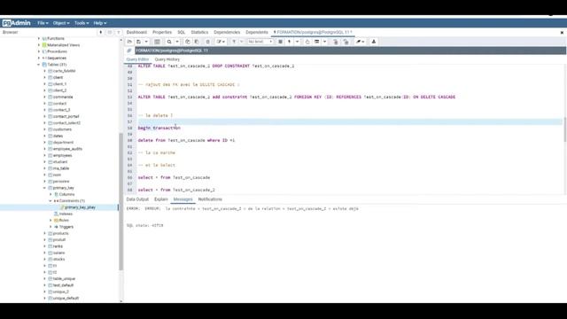 PostgreSQL:Découvrez la cascade d’intégrité référentielle sur vos tables.(exemple simple et concret смотреть онлайн