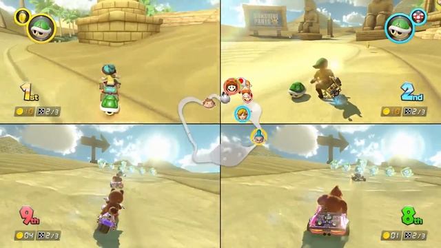 Mario Kart 8 Deluxe: 4-Player Racing on Dry Dry Desert смотреть онлайн