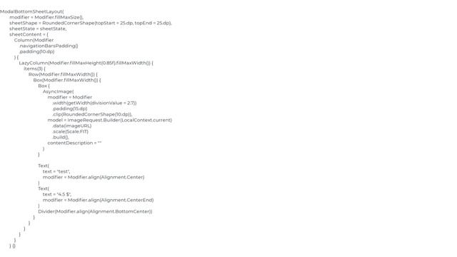 How can I create ModalBottomSheetLayout with line on the top of in Compose смотреть онлайн