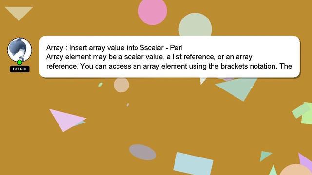 Array : Insert array value into $scalar - Perl смотреть онлайн