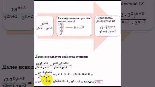 21 задание ОГЭ. Дробное выражение со степенями. смотреть онлайн