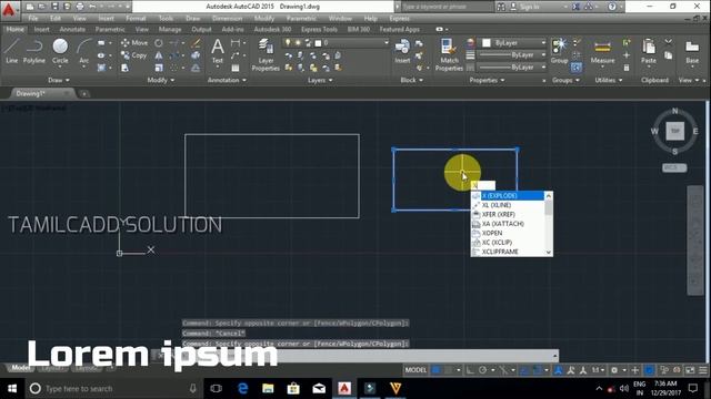 AutoCAD Modify Tools -- Erase , Explode , Offset, Join command -- Tamil смотреть онлайн