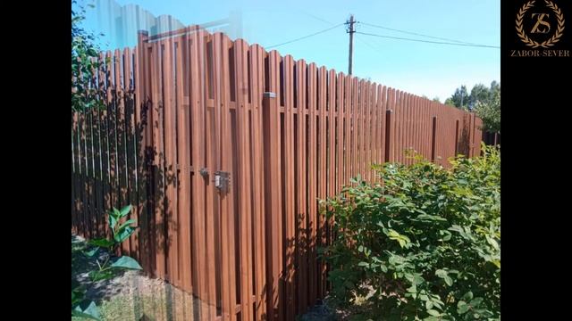 Забор из штакетника под дерево и откатные ворота смотреть онлайн