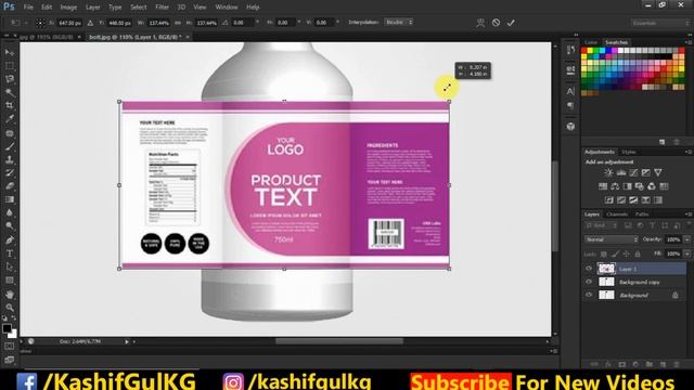 how to add label on bottle using Photoshop | Bottle label design смотреть онлайн