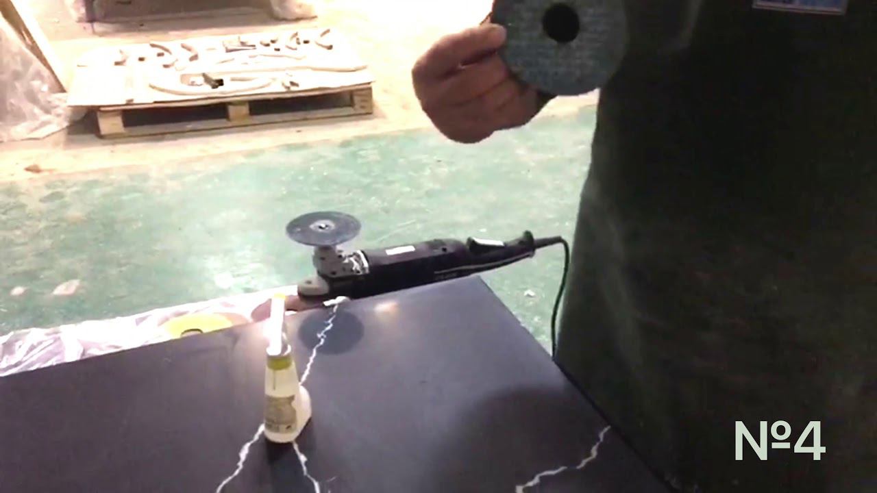 Восстановление блеска на кварцевой столешнице с помощью кругов PALMOS SYSTEM от BONASTRE смотреть онлайн