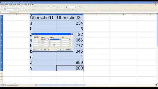 Tabellenkalkulation Tutorial 0058 Standardfilter ( Open Office Calc Libre Office Excel ) смотреть онлайн