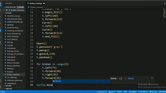 Draw Broken Heart? |Full Python Code || Python Turtle смотреть онлайн