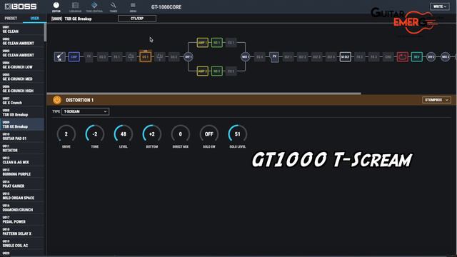 Boss GT 1000 + Ibanez Tube Screamer Mini (Does it sound better than the internal T-Scream?) смотреть онлайн
