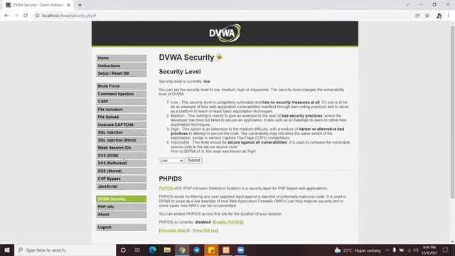 Injection Attack DVWA | TOP 10 OWASP Vulnerability 2021 смотреть онлайн