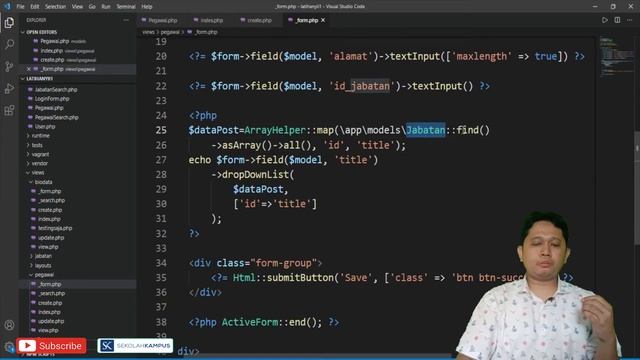 #5 Belajar YII Framework - Membuat dropdown list (option/pilihan) yang membaca ke tabel (model) lai смотреть онлайн