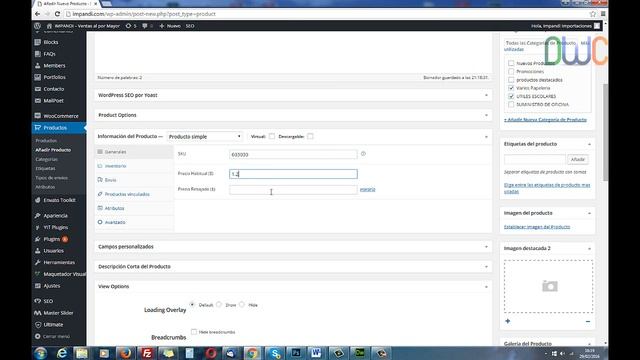 Como subir un producto nuevo Wordpress Porto www.impandi.com смотреть онлайн