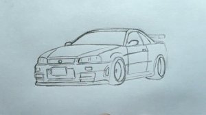 How to draw a NISSAN SKYLINE GTR R34 2002 / drawing 3d car / coloring nissan GT-R R 34 nismo 1998 #