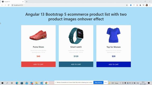 Angular 13 Bootstrap 5 Ecommerce Product List with Image Hover Effect смотреть онлайн